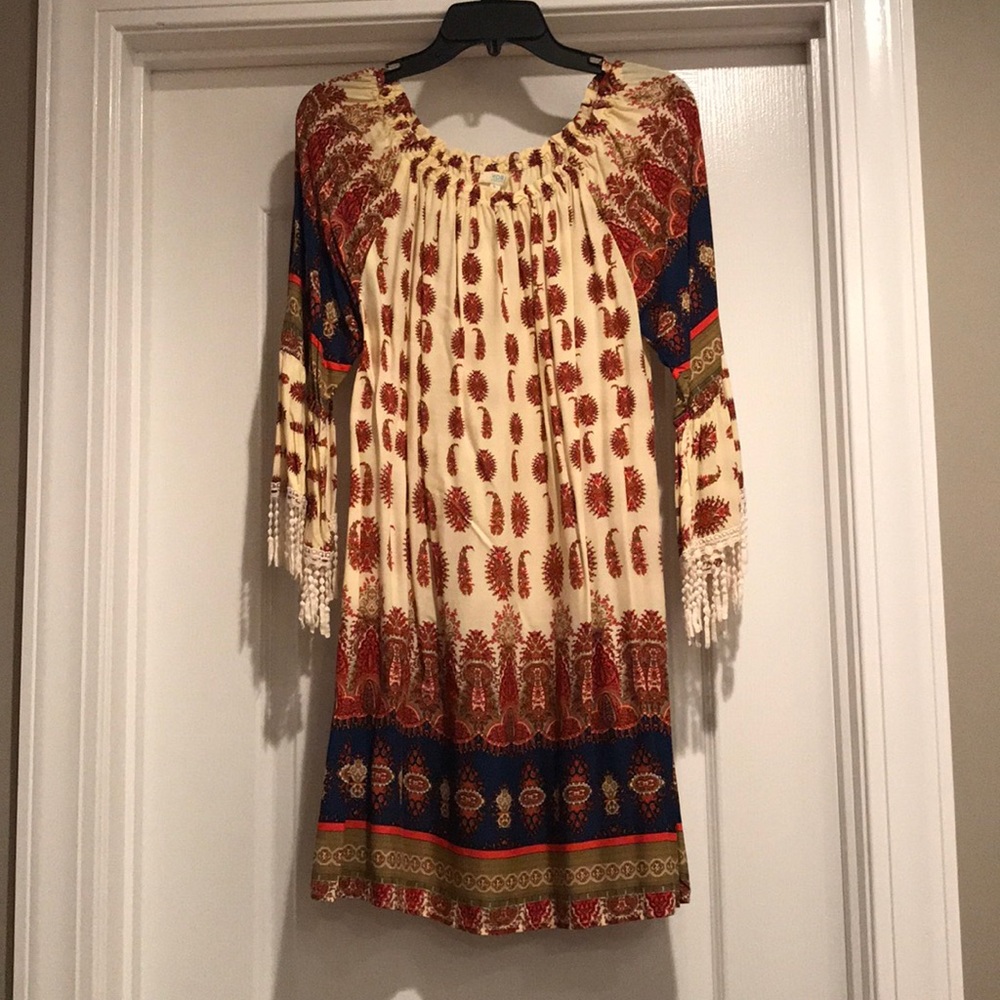 Boho Dress with Peasant Neckline